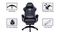 Chaise de jeu ergonomique en cuir Pu pour hommes Support dorsal pivotant Massage de haute qualité Chaises de jeu confortables pour dormir