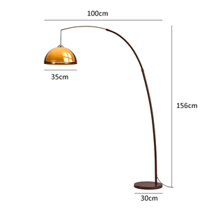 Lampadaire moderne en forme d'arc avec abat-jour en verre ambré, style mid-century, pour salon, canapé, lecture - Product Image 6