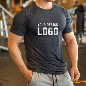 เสื้อยืดออกกำลังกายผู้ชายทรงสลิมฟิต พิมพ์ลายตามสั่ง ขายส่งแบบ OEM แขนสั้น สไตล์วินเทจ สำหรับออกกำลังกายในยิม - Product Image 4