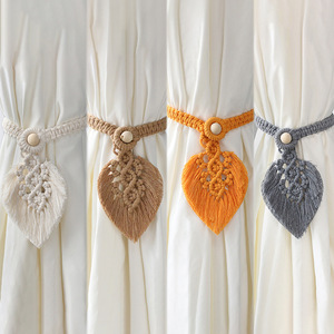 Boho <strong>Curtain</strong> Tiebacks <strong>Curtain</strong> Holdbacks Double Leaves Woven Cotton Rope <strong>Curtain</strong> <strong>Tie</strong> <strong>Backs</strong> for Indoor Drapes Decorative - Product Image 2