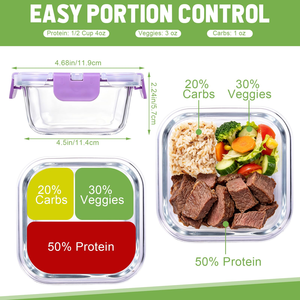 Square Snap-Lock Glass Food <b>Storage</b> Container School <b>Kitchen</b> Camping Picnic Glass Lunch <b>Box</b> - Product Image 3