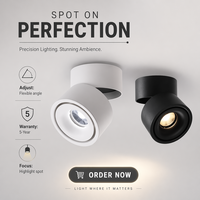 Spot encastré LED COB rond commercial pour intérieur, 3 CCT, 9W, 15W, 24W, dimmable Triac, orientable et rotatif