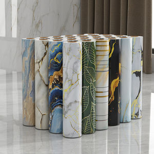 Rouleau Adhésif Mural Imperméable Effet Marbre Panneaux Muraux en Mousse 3D pour Décoration Murale de Salle de Bain et Meuble-Lavabo - Product Image 1