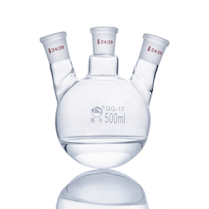 Phòng thí nghiệm 1 2 3 5 10 20 30 50L kính tròn đáy 3 ba cổ Sôi <span class=keywords><strong>Flask</strong></span> với 2 hai góc xiên tiêu chuẩn bên cổng - Product Image 2