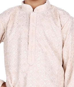 Ensemble de kurta élégant pour garçons, en rayonne légère avec broderie à paillettes, tenue ethnique indienne traditionnelle - Product Image 4