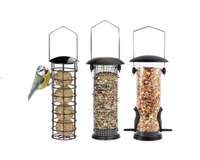 Mangeoire à oiseaux en métal Wild Garden, ensemble de stations d'alimentation suspendues en maille, construction en fer durable, légère, verte/noire, 21x7cm pour