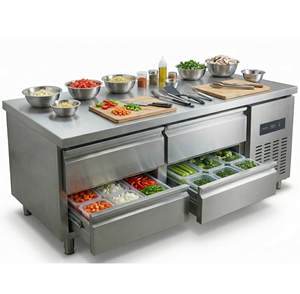 Table de travail réfrigérée professionnelle en acier inoxydable à température unique avec <span class=keywords><strong>tiroir</strong></span> congélateur à refroidissement par air - Product Image 2
