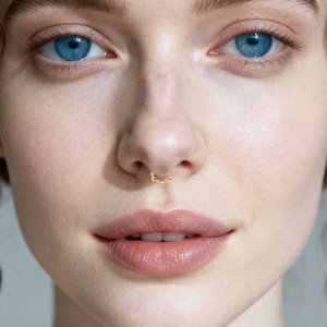 Anillo de septum Getta Fashion de titanio ASTM F136 grado implante con circonita, piercing para <span class=keywords><strong>nariz</strong></span>, aro segmentado articulado, joyería corporal - Product Image 4