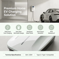 Borne de recharge murale pour véhicule électrique homologuée CE, 7 kW, 32 A, monophasée, type 2, avec contrôle par application 4G, recharge rapide AC