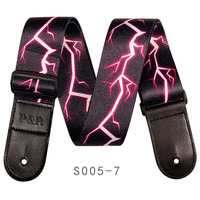 Vente en gros pas cher ceinture d'épaule pour guitare avec impression par transfert de chaleur sangle de guitare électrique acoustique en polyester