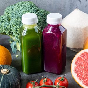 Direct Factory 12 Unzen Kunststoff recycelt Haustier klar Saft behälter Flasche mit Deckel für Kühlschrank 350 ml <span class=keywords><strong>Hpp</strong></span> Plastiks aft flaschen - Product Image 6