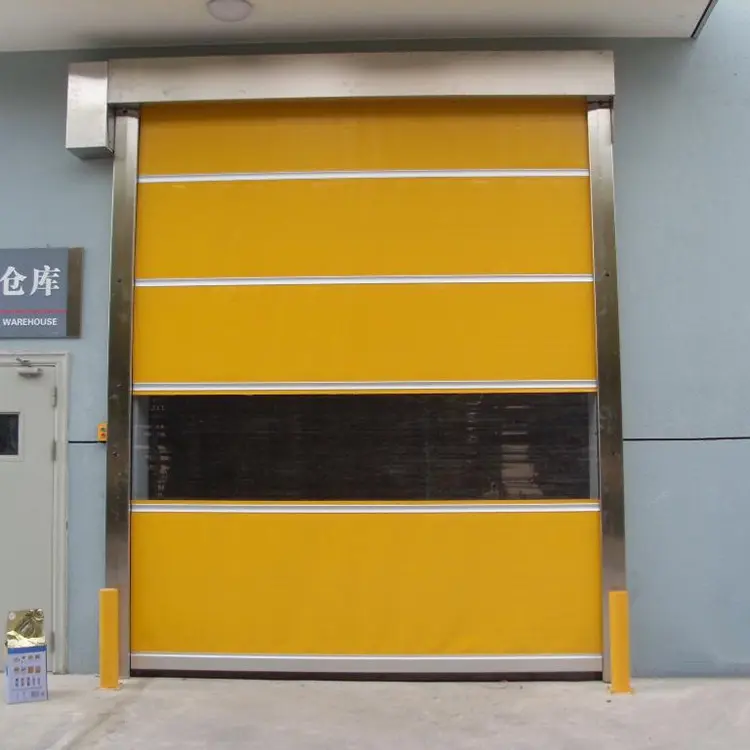 Industrial motorized PVC high speed horizontal interior roll up doors with safety device for forklift factory