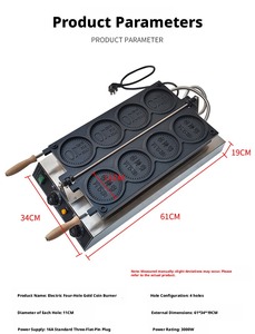 Máquina Comercial Eléctrica de Waffles Redondos de Acero Inoxidable con 6-8 Moldes Antiadherentes para Snacks Crujientes, Ideal para Cafeterías y Tiendas - Product Image 4