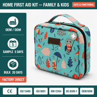 Trousse de premiers secours familiale mignonne en tissu Oxford pour enfants, trousse médicale d'urgence à domicile, logo personnalisé, CE ISO 13485, désinfection à l'ozone