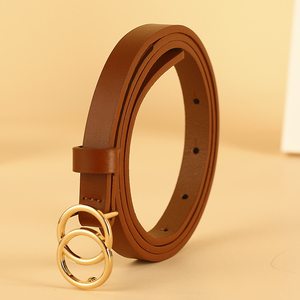 Cintura da Donna di Lusso con Doppio Anello Rotondo, Sottile in Morbida Pelle Bovina, Fibbia a Perno, Lunghezza Personalizzabile per Jeans e Abiti - Product Image 6