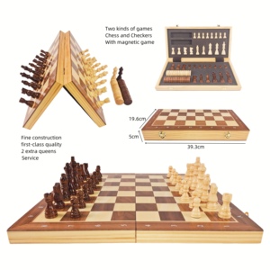 מפעל מגנטי מתקפל שחמט עץ מגנטי להגדיר משחק לוח למידה חינוכי לילדים - Product Image 1