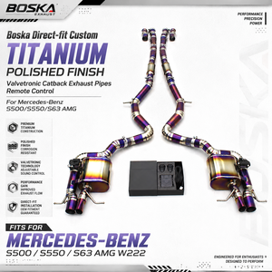 ท่อไอเสียแคทแบคไทเทเนียม Boska แบบตรงรุ่นสำหรับ Mercedes-Benz S500/S550/S63 AMG W222 ระบบวาล์วทรอนิกส์ควบคุมด้วยรีโมทสุดหรู - Product Image 1