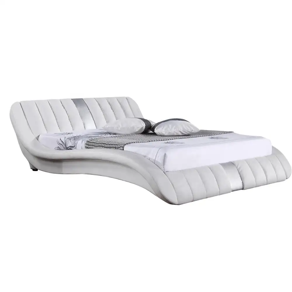 नया आकार डिजाइन बिस्तर प्राचीन फ्रेंच रोकोको नरम चमड़े बिस्तर