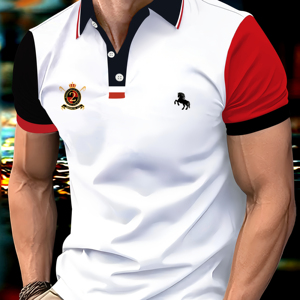 Chemise de sport décontractée pour homme - 100% polyester satiné, manches courtes, respirante et à séchage rapide, chemise de golf pour activités de plein air - Product Image 1
