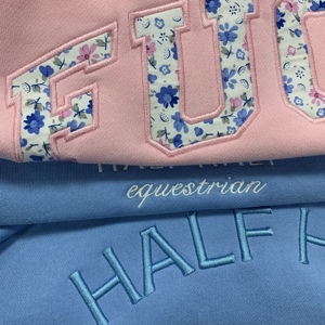Sudadera con capucha de felpa francesa cepillada 100% algodón para mujer, estilo urbano, oversize, con bordado y cuello simulado, al por mayor - Product Image 5