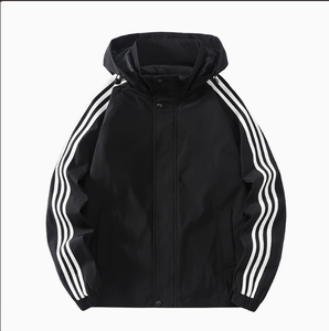 <b>Men's</b> <b>White</b> Stand Collar Sporty <b>Fleece</b> Knitted Patchwork Jacket Zip up Windbreaker Spring Outwear - Product Image 2