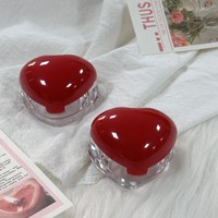 Emballage cosmétique en forme de cœur pour boue à lèvres, prêt à expédier, sans MOQ, boîte cosmétique vide avec couvercle rouge et clip pour pince à lèvres à double couche