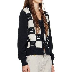 Cardigan en laine/viscose jacquard tricoté sur mesure pour femme, col en V, motif à carreaux boutonnés, <span class=keywords><strong>pull</strong></span> décontracté saisonnier - Product Image 6