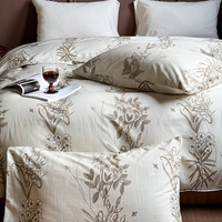 Parure de draps en coton jacquard de qualité hôtelière, couleurs personnalisées, drap-housse en soie lavée, drap plat, housse de coussin