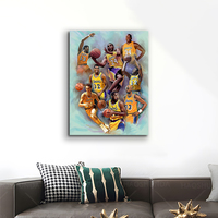 Affiche moderne d'équipe de figure d'étoile de basket-ball d'aquarelle pour la décoration de chambre à coucher avec la taille personnalisable