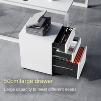 Archivador de Oficina de Acero con Tres Cajones, Móvil, con Cerradura, Diseño Moderno y Simple, Transfronterizo