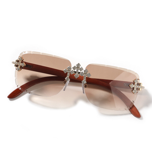 <span class=keywords><strong>Gafas</strong></span> <span class=keywords><strong>de</strong></span> Sol <span class=keywords><strong>de</strong></span> Diseño Vintage con Triple Cruz Estilo Hip Hop, Lentes Degradadas sin Montura, <span class=keywords><strong>Gafas</strong></span> <span class=keywords><strong>de</strong></span> Moda para Hombre y Mujer con Montura Cruzada - Product Image 4