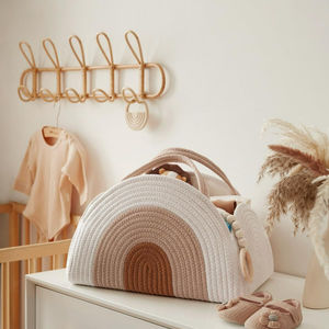 Organizador de pañales para bebés, cesta de pañales de cuerda de algodón, cesta de almacenamiento grande para niños y niñas, organizador de pañales portátil - Product Image 1