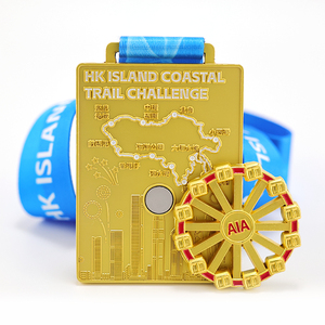 Médaille personnalisée de défi de course sur <span class=keywords><strong>sentier</strong></span> côtier de l'île de Hong Kong, médaille sportive personnalisée en émail 3D en alliage de zinc combiné - Product Image 1
