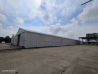 Tente de stockage grande capacité à grande portée, structure en fer robuste, bâche en PVC imperméable, abri industriel toutes saisons
