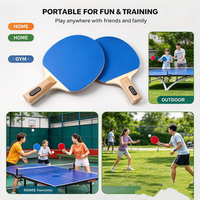 Raquette de tennis de table portable en bois massif multicouche, surface sablée 600 grains, style Shake Hand Penhold, avec poignée sans couture