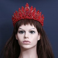 Tiara de Boda Barroca Europea-Americana al por Mayor, Corona Nupcial de Aleación con Cristales y Diamantes Incrustados