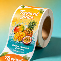 Rouleaux d'étiquettes personnalisées pour jus de fruits, autocollants imperméables imprimés pour bouteilles de boissons, étiquettes en rouleau de plastique pour emballage de boissons