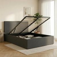 Headboard Tempat Tidur King Modern Gaya Prancis Berumbai, Pelapis Kain, Rangka Kayu Pinus, Box Spring, Hemat Tempat, Busa Tahan Lama, Untuk Rumah