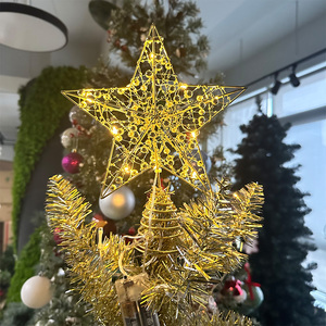 Nuovo arrivo Topper albero di natale illuminato stella Tree Topper con LED rotante stella proiettore luce 3D Glitter stella - Product Image 1