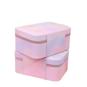 Kẹo Colour Ngọt Ngào Màu Hồng Cô Gái Lady Mỹ Phẩm Trang Điểm Hộp Chất Lượng Cao PU Chất Liệu Đồ Trong Nhà Tắm Không Thấm Nước Lưu Trữ Hộp Rửa Trường Hợp - Product Image 6