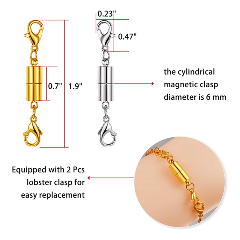 4 Moschettoni In Ottone Per Gioielli Fai Da Te - 2 Colori Platino E Oro - Chiusure A Molla Per Collane E Bracciali (21x9 Mm)