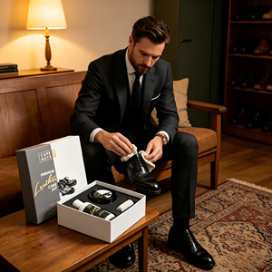 Coffret cadeau pour l'entretien du cuir avec lotion pour cuir, huile de vison et chiffon pour chaussures et articles en cuir - Product Image 4