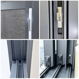 Portes coulissantes en verre double vitrage à cadre fin en alliage d'aluminium insonorisé pour maisons, verre trempé gris anthracite - Product Image 4