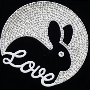 Factory custom 3d silicon heat transfer label shining rhinestone design cover PVC heat press silicone patch