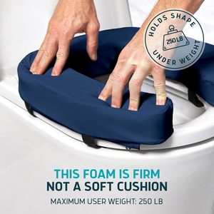 Coussin surélevé pour siège de <span class=keywords><strong>toilette</strong></span> CF en mousse haute densité pour un confort amélioré, rehausseur de siège de <span class=keywords><strong>toilette</strong></span> rembourré post-opératoire pour seniors – MODÈLE FIRM - Product Image 6