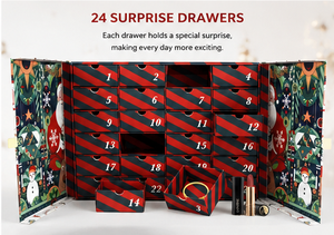Luxury Cartoon Print 24 Day Advent <b>Calendar</b> Box Double Door Rigid Paperboard Christmas Mystery Box for Cosmetic Beauty Gift - Product Image 2