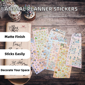 Calcomanías <span class=keywords><strong>de</strong></span> Animales <span class=keywords><strong>de</strong></span> Papel PVC para Planificador, Regalos Promocionales, Diario, Labrador, Búho, León, Rana, Escuela <span class=keywords><strong>de</strong></span> Música - Product Image 2