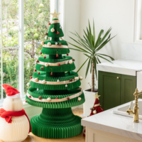 Sapin de Noël pliable Spazepaper haut de gamme de 1,80 m à 2,40 m avec lumières et décorations de Noël