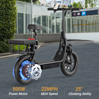 Scooter Eléctrico de 500W con Asiento, Neumático Inflable de 14 Pulgadas, 48V 10.4Ah, Plegable, para Adultos, con Cesta, Disponible en Almacenes de la UE, Alemania, Reino Unido y EE. UU.