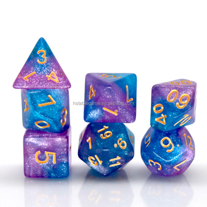 HS Galaxy sur mesure 7 <span class=keywords><strong>PC</strong></span> D20 polyédrique acrylique paillettes RPG mdn jeu de dés taille 16mm avec jeu de société et boîte à dés - Product Image 3